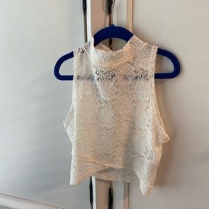 Hollister white lacy crop top